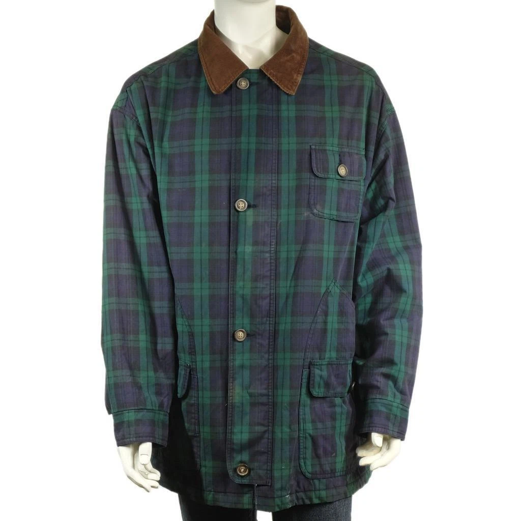 Navy and green shop plaid coat