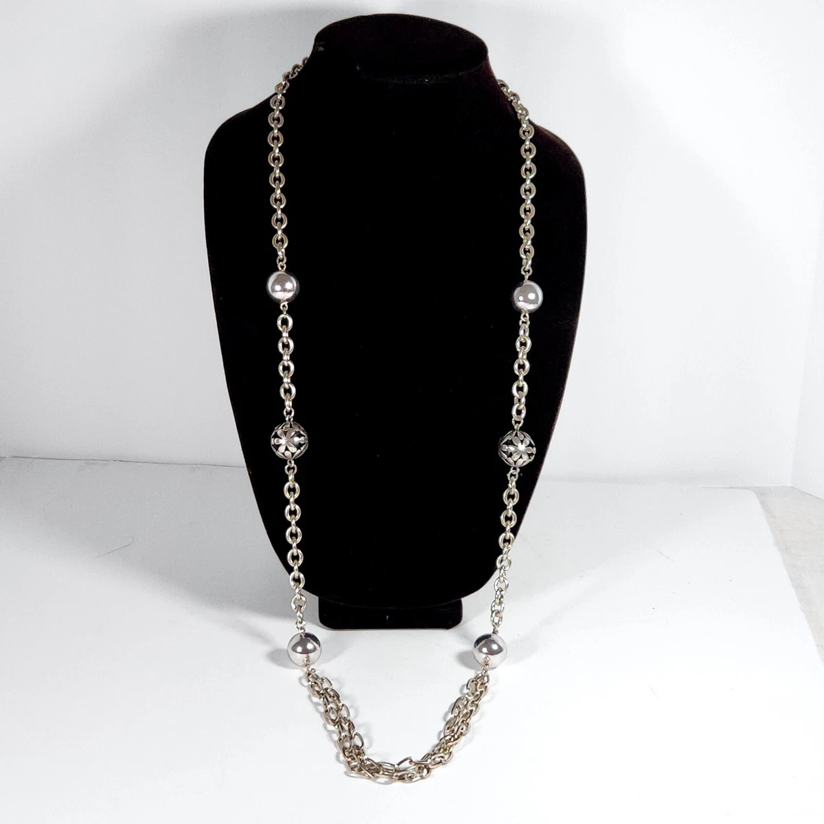 90s silver deals ball necklace