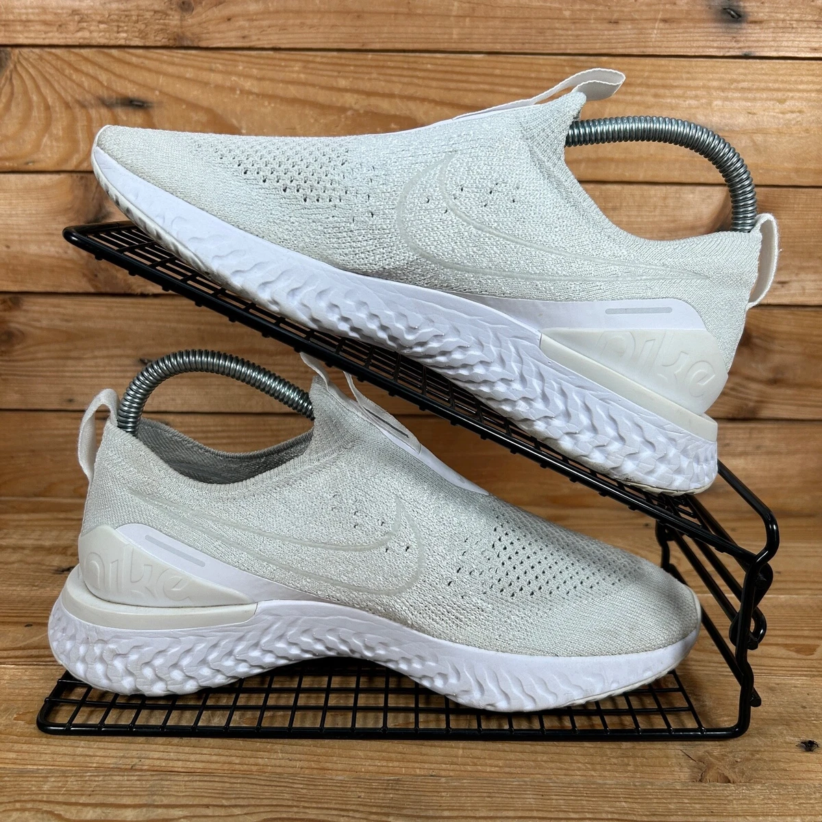 NIKE Epic Phantom React Flyknit Size UK 4.5 Womens White Slip On