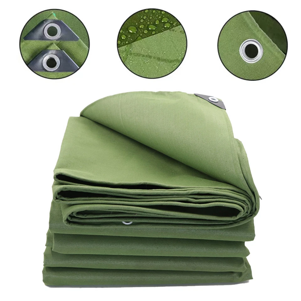 Холщовый брезент 16 унций сверхпрочный многоцелевой брезентовый чехол F крыша патио бассейн лодка - Изображение 2 из 4