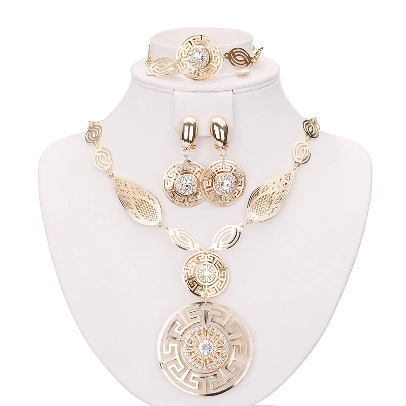 Sales Cheap Plated Costume Fashion Women Necklace Earring Ring Jewellery Set