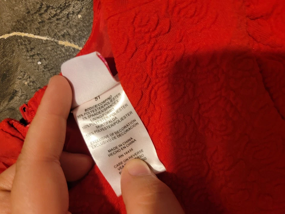 Nannette Niños Rojo Vestido Rosa 5T Flor Floral Formal Foto 3 de 4