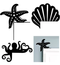 Blulu 3 Pcs Ocean Metal Door Frame Decorations Set Wall Art for Home Decor
