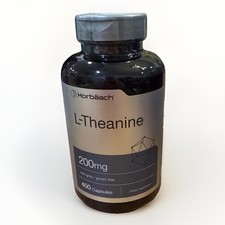 L Theanine 200mg  400 Capsules  Value Size  Non-GMO  by Horbaach Exp 6/27