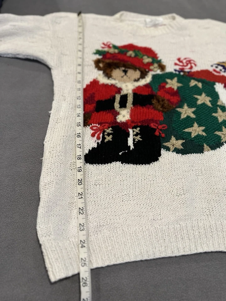 VTG ‘93 Marisa Christina Classics Sz: M Teddy Bear Appliqué Christmas Sweater - Image 3 of 4