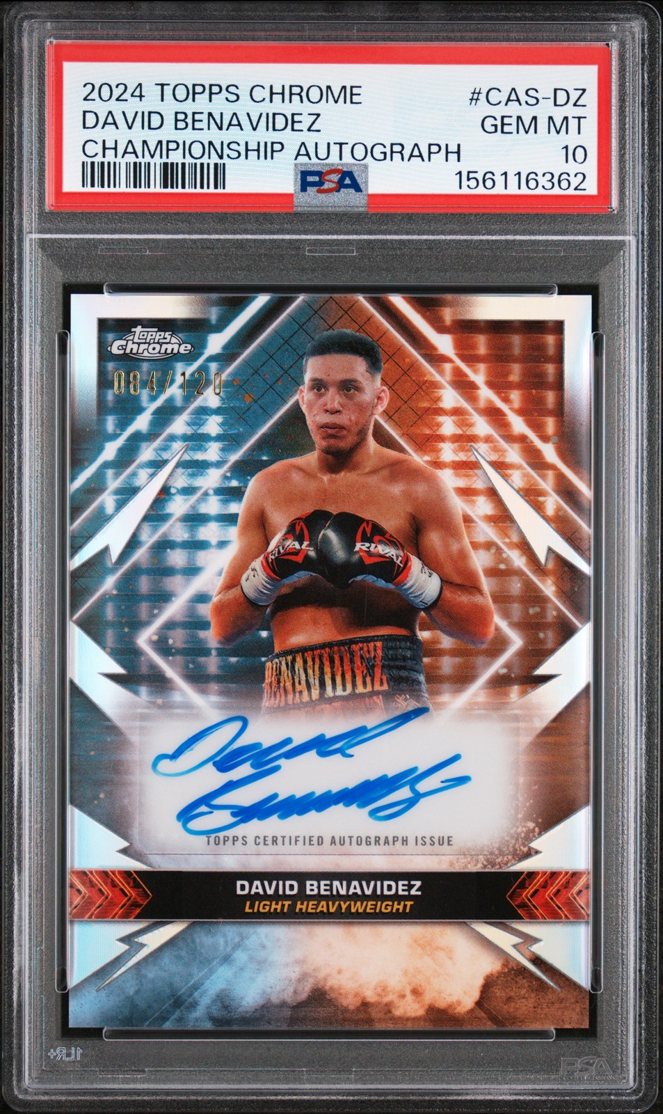 2024 TOPPS CHROME BOXING CHAMPIONSHIP AUTO DAVID BENAVIDEZ 84/120 PSA 10