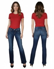 True Religion Jeans Womens 29 Blue Joey Big T Low Rise Flare Made in USA Y2K