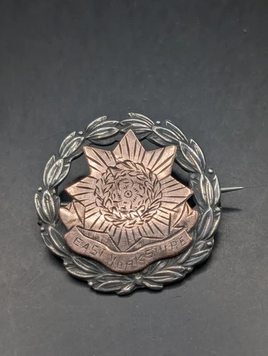 WW1 East Yorkshire Reg Silver & Rose Gold Sweetheart Brooch Badge Military Rare.