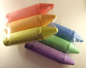 Jumbo Sidewalk Chalk Crayons 6 Pieces 7.5" x 1" Rainbow Primary Cool Warm Colors