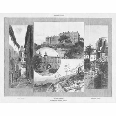 HYERES Ansichten in der Stadt - antiker Druck 1888