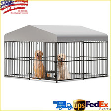 10x10x6FT Heavy Duty Dog Cage with Roof Large Outdoor Dog Kennel Safety Locks