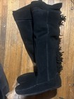 NEW Minnetonka x Maige Black Suede Back Fringe Cuff or Over Knee Moccasin Boot 7 — photo 2