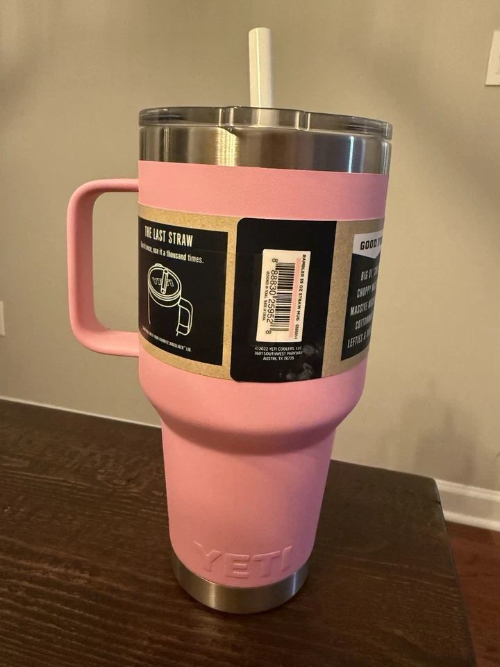 Novo! Caneca Yeti 35 oz Rambler com canudo e tampa em Power Pink edição limitada - Imagem 4 de 4