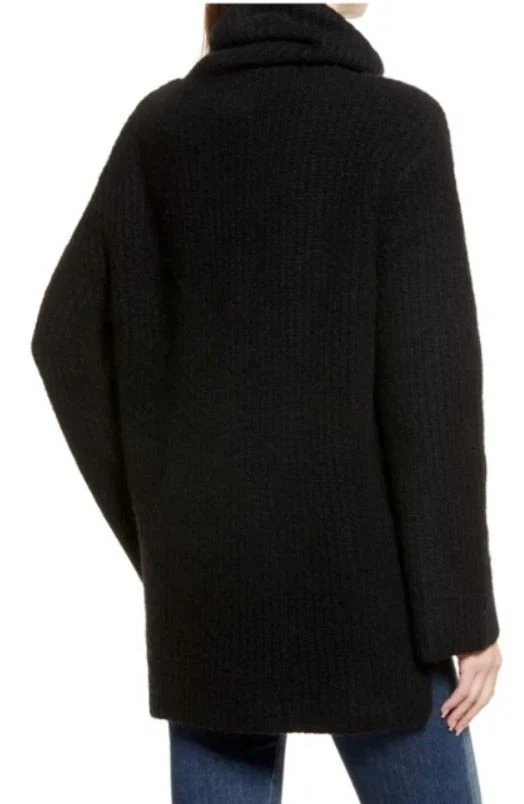 Acogedor suéter de cuello alto acanalado de gran tamaño para mujer Nordstrom en negro pequeño $79 Foto 3 de 4