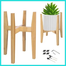 Modern Bamboo Plant Stand - Fits 8-12 Inch Pots, Easy Assembly, 120lb Capacity
