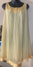 Vintage Gossard Artemis Nightgown Pastel Yellow Chiffon Double Layer Medium