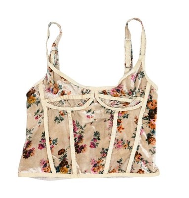 R13 Corset Cami With Tapes in Floral Ecru