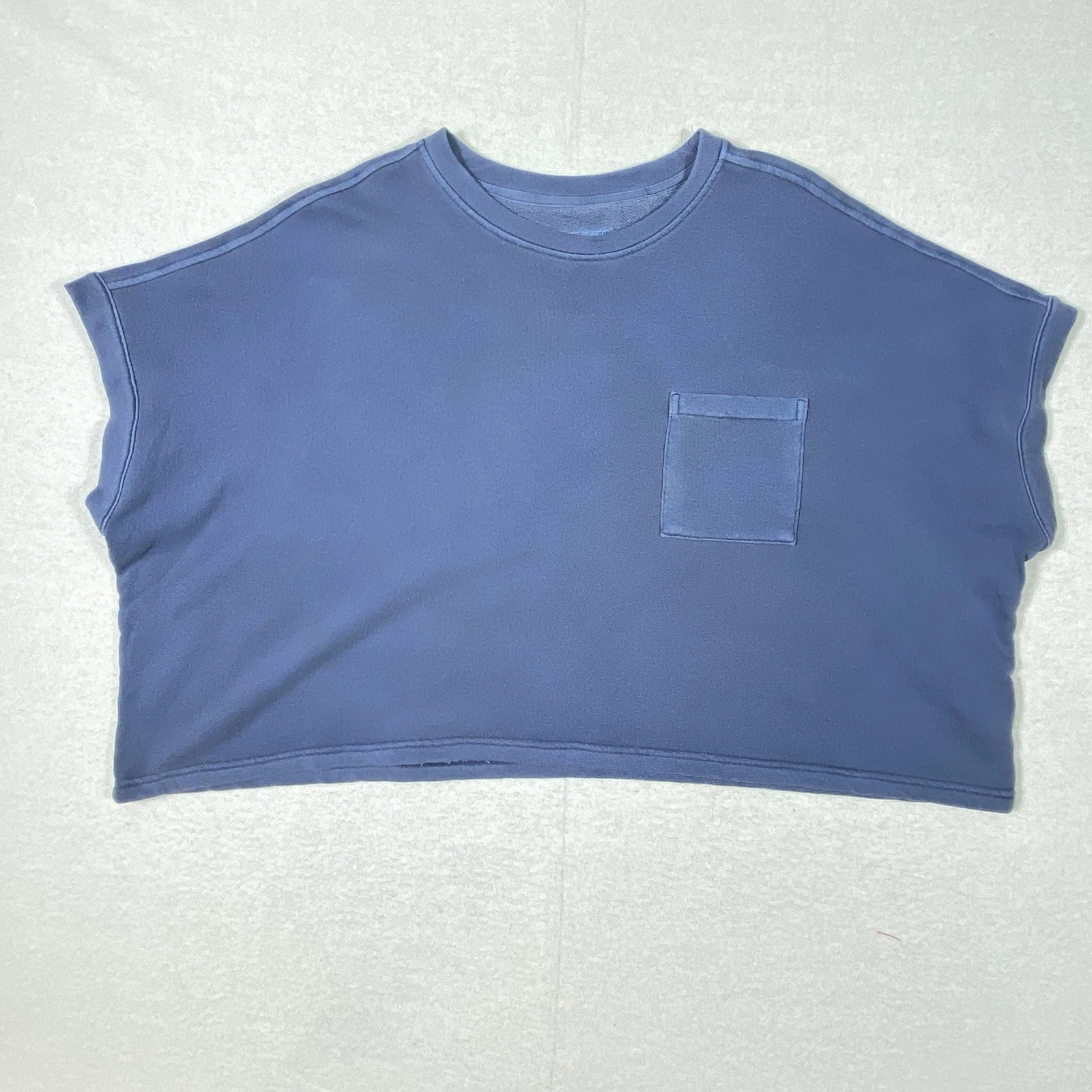 C&C California Sunwashed Beach Terry Sweater Women's XL Blue Crop Oversized NWT