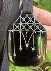 Art Deco Antique Celluloid Rhinestone Grosgrain Ribbon Necklace Vintage Jewelry