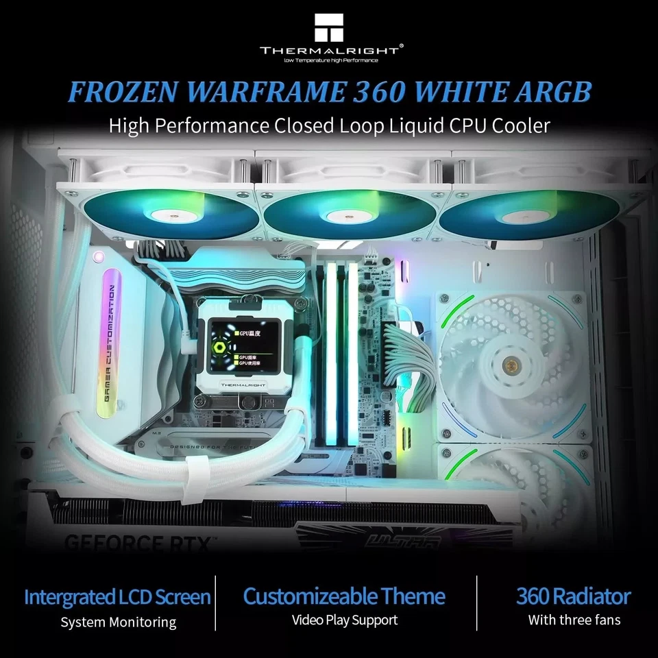 Frozen 360 Hydro Liquid CPU Cooler White ARGB AIO IPS LCD Screen - Image 4 of 4