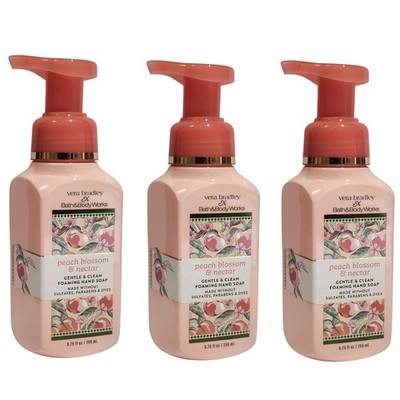 3 NEW Bath & Body Works Peach Blossom & Nectar Gentle & Clean Foaming Hand Soap
