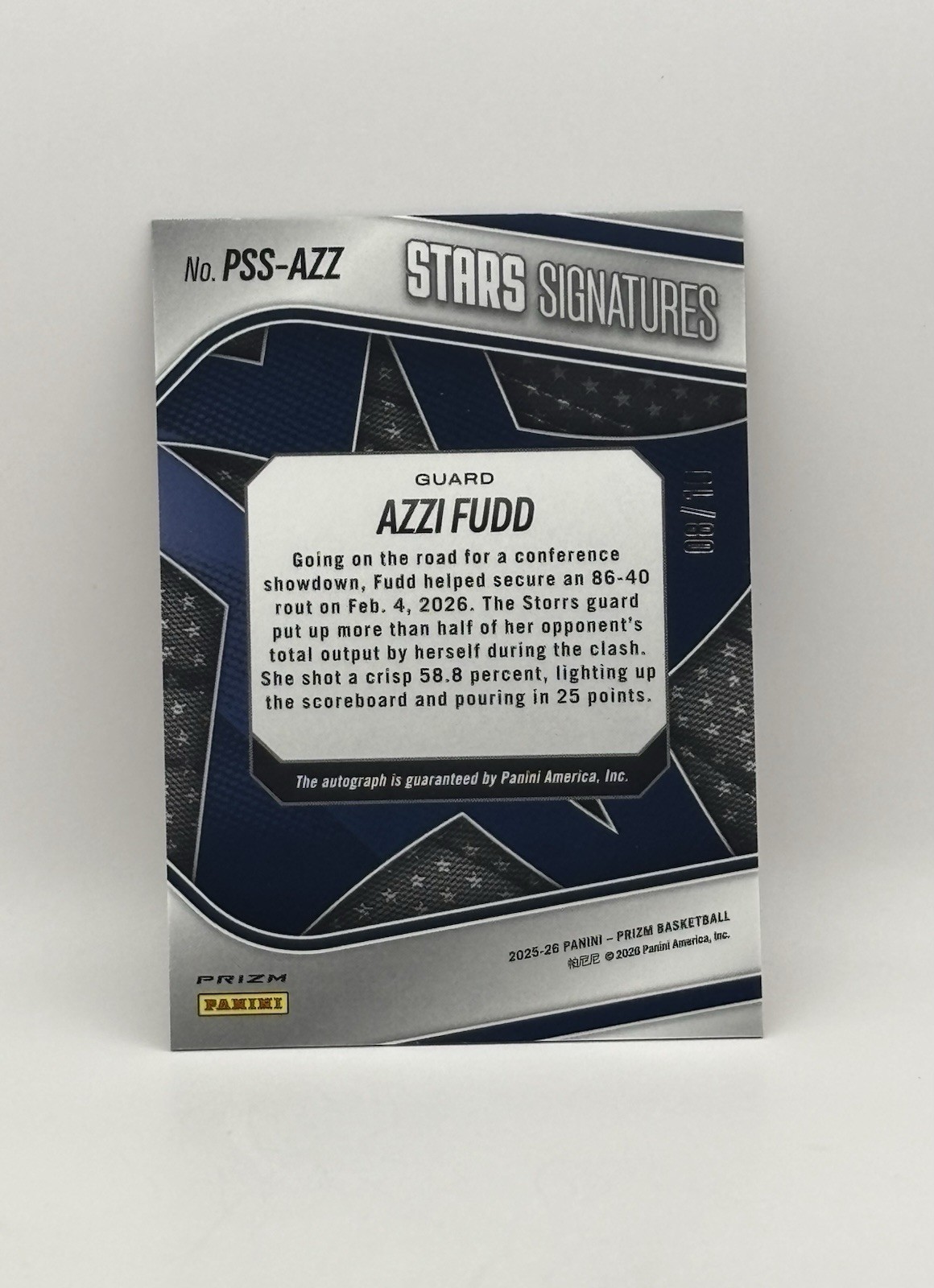 2025 Panini Prizm Basketball Azzi Fudd /10 Gold Star Signatures Auto #PSS-AZZ view 2
