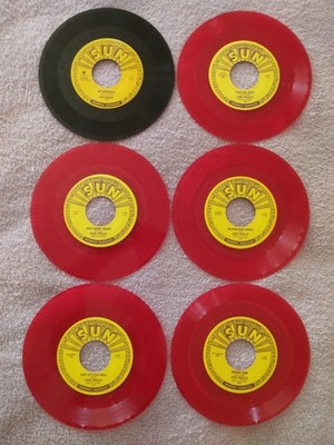 ELVIS PRESLEY SUN SET OF SIX BLACK&RED VINYL 45s NEAR MINT-MINT LOT 6