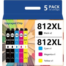 5 PACK 812XL Ink Cartridges For Epson WorkForce WF-7840 WF-7820 WF-7310 EC-C7000