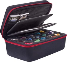 SIQUK Dice Storage Case Big Capacity Dice Box with Double Removable Slotted Tray
