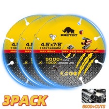 3PCS 4-1/2" Diamond Cut Off Wheel 7/8"Arbor Metal Cutting Disc for Angle Grinder