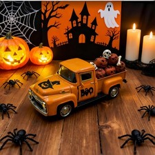 Halloween K&uuml;rbis Deko Metall Truck Skelett Mini K&uuml;rbis Tischdeko Gruselig