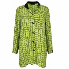 NEW Ali Miles Women's Size MEDIUM Green Citron Tunic Top Wire Collar