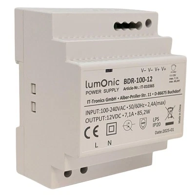 Netzteil Hutschiene BDR-100-12 12V 85,2W Input 100-240VAC Überlastschutz & kurzs - Bild 1 von 4