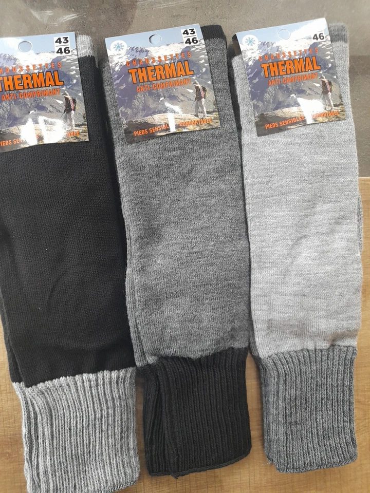 Chaussettes Thermales Confortables Épaisses 43/46 3 Paires - Photo 1/4