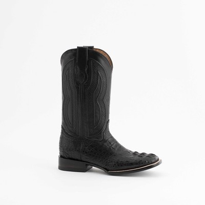 Men's Ferrini Dakota Caiman Hornback Boots Handcrafted Black