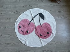 H&M Home Kinder Teppich rund 100 cm beige Kirschen Baumwollteppich