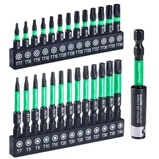 Impact Torx Bit Set 27pcs (T7-T40), Star Screwdriver , S2 Steel Security ,