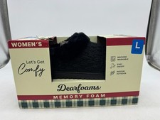 Dearfoams Knit Clogs Women's Black Faux Fur Lined Comfort Slip On - Large 9-10 