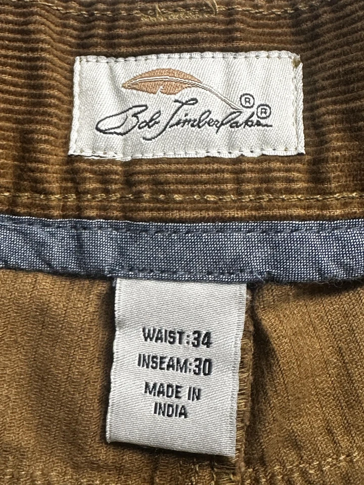 Pantalones de pana Bob Timberlake para hombre 34x30 marrón 5 bolsillos pierna recta algodón Foto 4 de 4