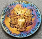 1992 American Silver Eagle oz ASE Reverse Bullseye Toning Toned Toner Rainbow BU