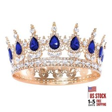 Queen Crown for Women Crystal Tiara for Women Rhinestone Wedding Headband Blue