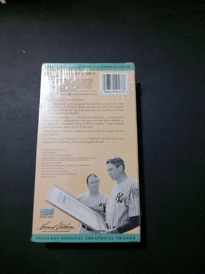 NEW Sealed The Pride Of The Yankees (Gary Cooper as Lou Gehrig) (1969 VHS) Foto 3 de 4
