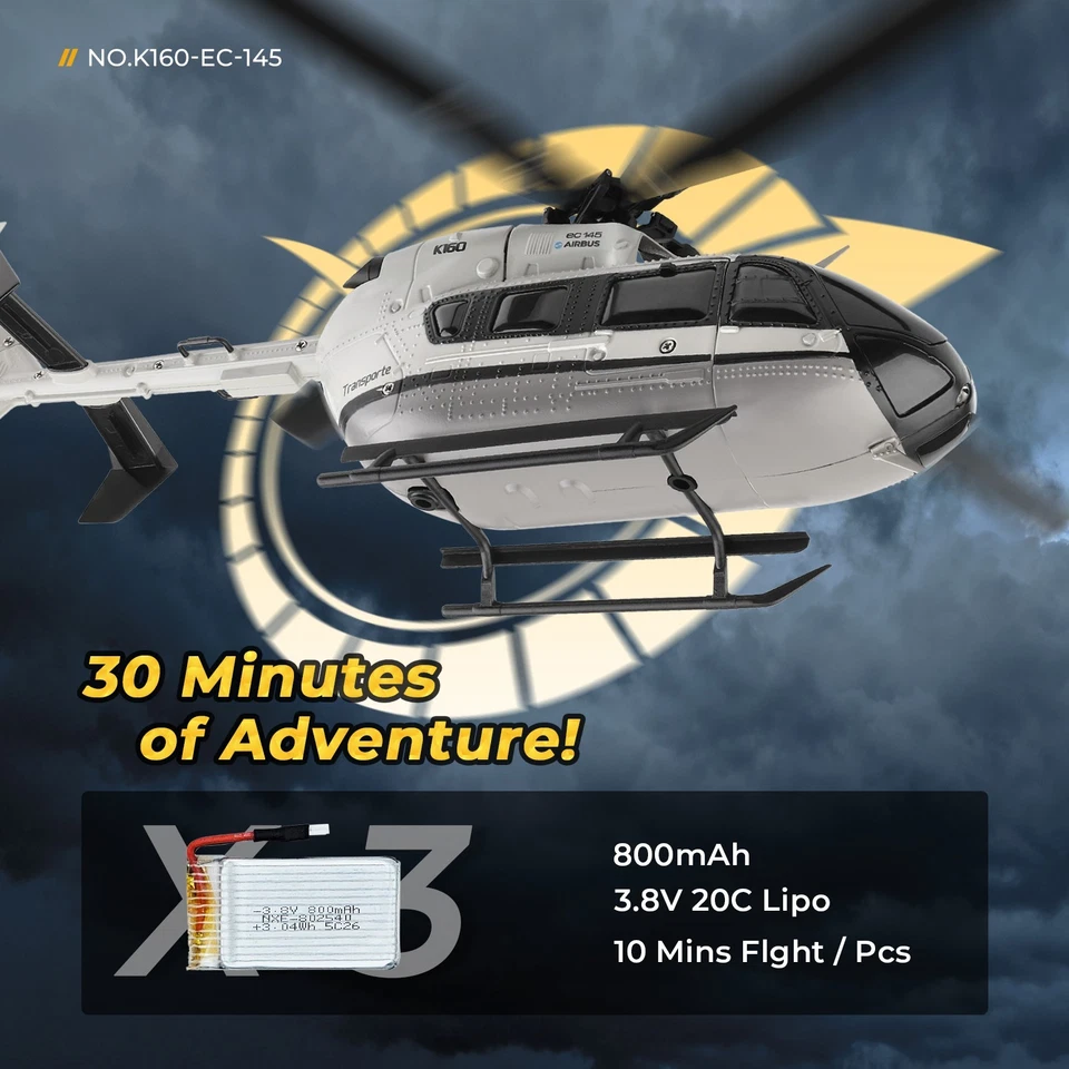 WLtoys XK K160 EC-145 (Airbus) RC Helicopter, Brushless 4-CH RC Helicopter,RTF - Image 2 of 4