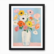 Flower Painting Fauvist Style Ranun Framed Wall Art Poster Canvas Print Picture