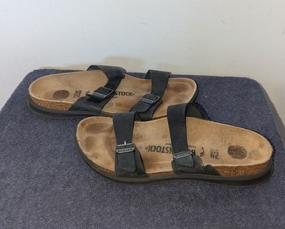 Birkenstock Sierra Sandals Womens Size EU 38 US 7 Black Oiled Leather Narrow