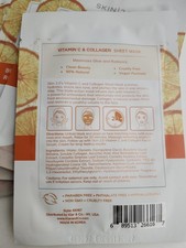 Skin 2.0 Vitamin C  Collagen Sheet Face Masks 5 Pack 3.7 oz Brightening