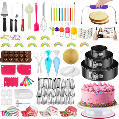 #ad #ad 700Pcs Cake Decorating Kit with Baking Supplies Cake Turntable for Decorating $107.99