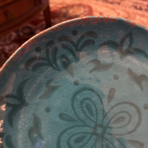 2 Cynthia Crowley Rustic Turquoise Saucers 6.5 Plates Melamine Blue Plastic H - Picture 10 of 24