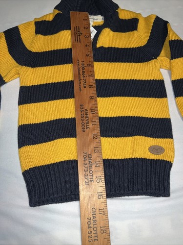 L.O.G.G. H&M Boys 2-4Y Knit Sweater Yellow /Blue Stripe Mock Neck 1/4 Zip NWT - Picture 5 of 11