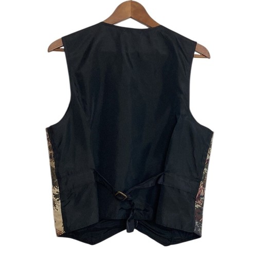 Vintage Tapestry Vest Womens Large Green Brown Pastoral Country 90s Waistcoat - Picture 2 of 10